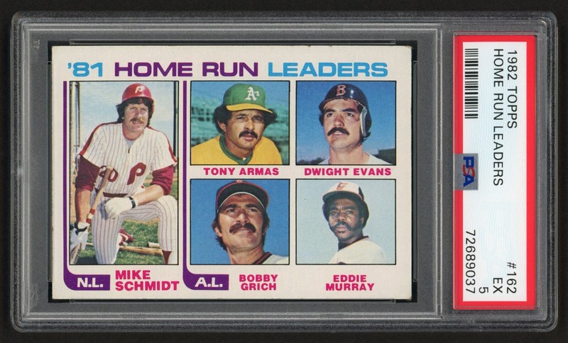 1982 TOPPS HOME RUN LEADERS #162 MIKE SCHMIDT & EDDIE MURRAY VINTAGE PSA 5 EX