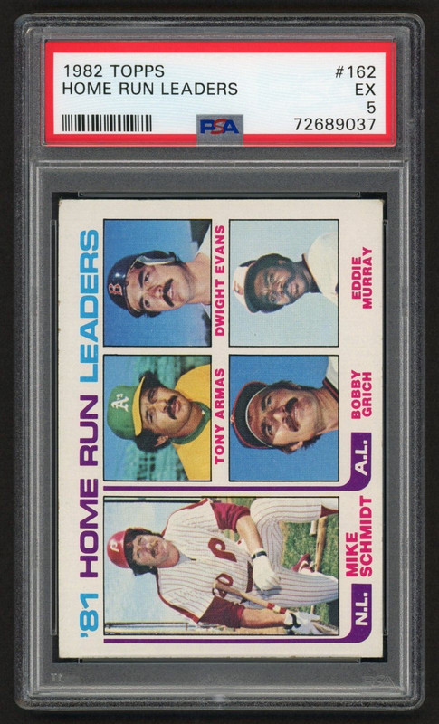 1982 TOPPS HOME RUN LEADERS #162 MIKE SCHMIDT & EDDIE MURRAY VINTAGE PSA 5 EX view 2
