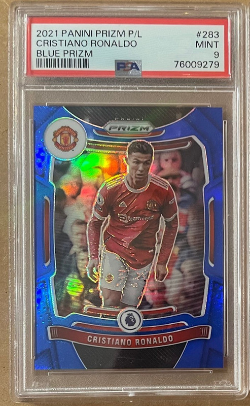 2021 Panini Prizm Premier League Cristiano Ronaldo #283 Blue Prizm 162/340 PSA 9
