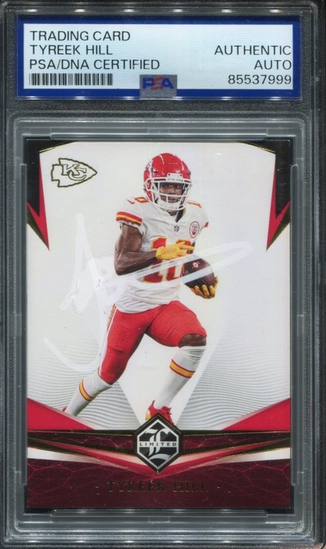 Tyreek Hill White Ink Auto PSA/DNA Panini Limited 2020 Chiefs