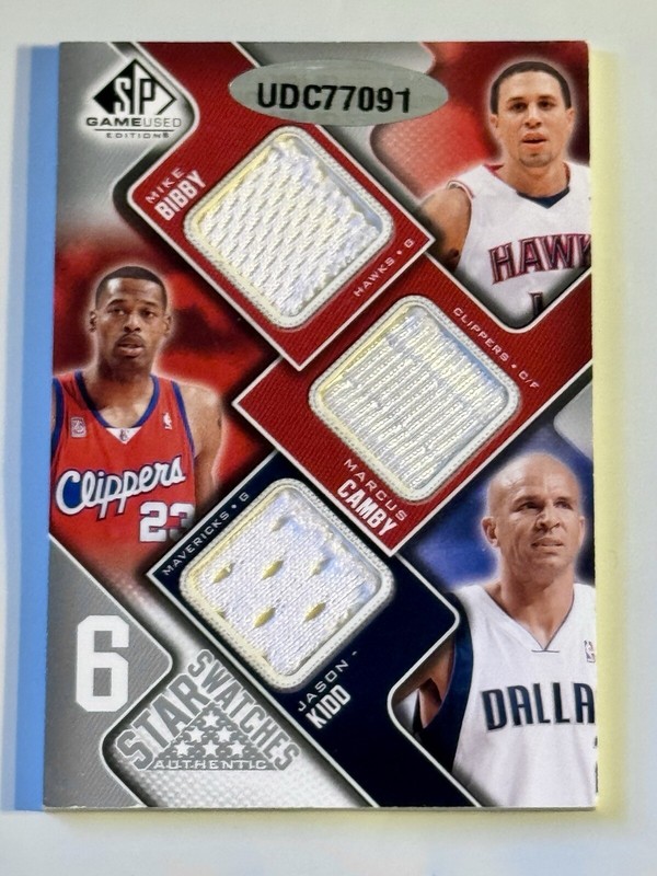 2009-10 SP Game Used Basketball 6 Star Swatch Jersey Card /99 McGrady Kidd Camby view 2