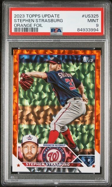 2023 Topps Orange Foil #US325 Stephen Strasburg Nationals /299 PSA 9 view 1