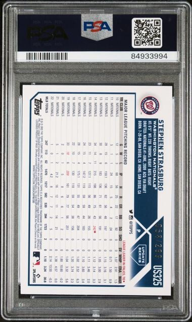 2023 Topps Orange Foil #US325 Stephen Strasburg Nationals /299 PSA 9 view 2