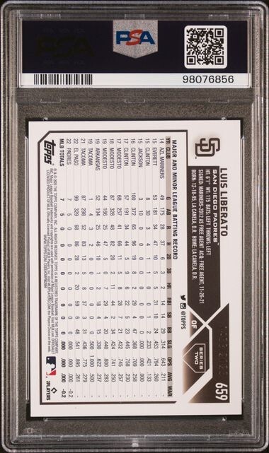 2023 Topps Gold #659 Luis Liberato San Diego Padres Rookie /2023 PSA 9 view 2