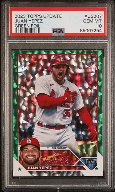 2023 Topps Update Green Foil #US207 Juan Yepez Cardinals /499 PSA 10