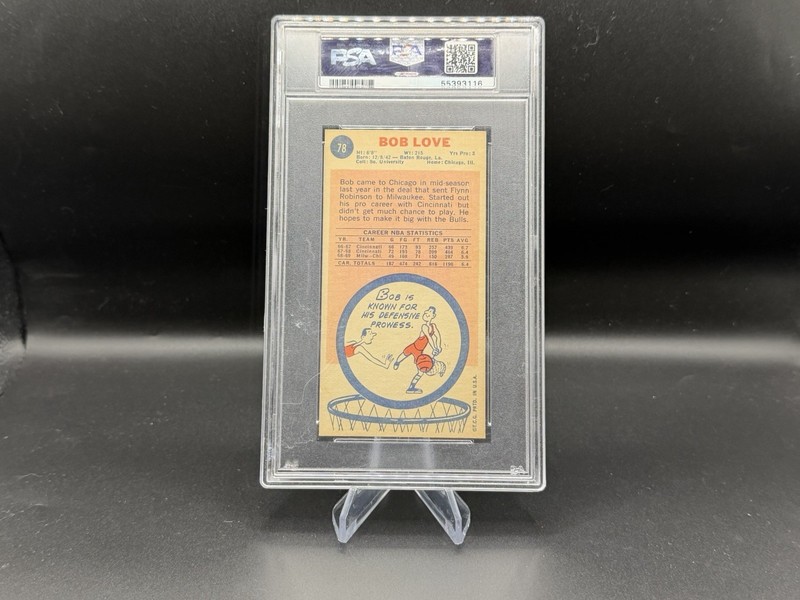 1969 Topps #78 Bob Love PSA 4 VG-EX Chicago Bulls Vintage Basketball view 2