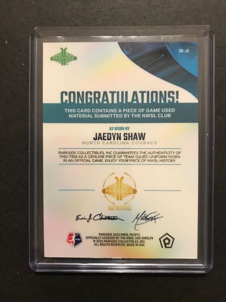 Jaedyn Shaw RARE 2025 Parkside NWSL Pacific GAME USED MATCH WORN Jersey USWNT view 2