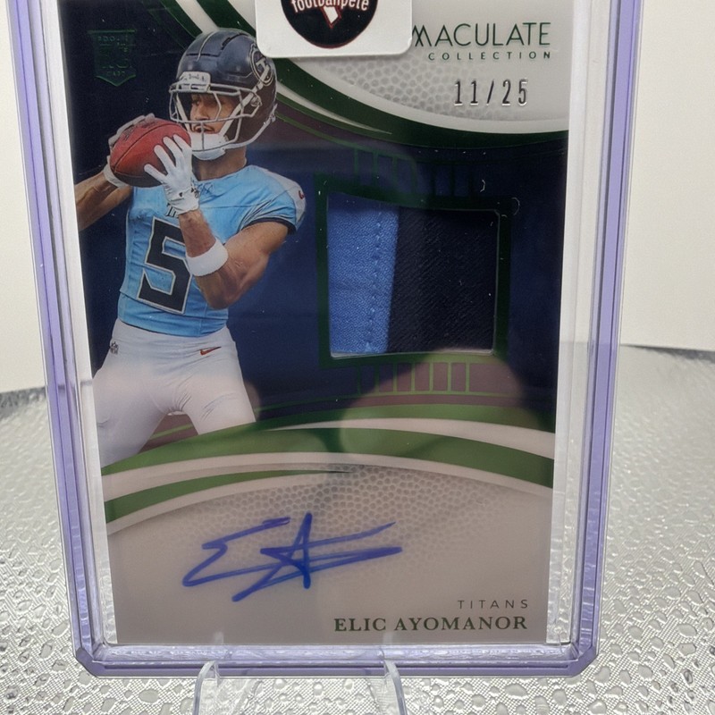 2025 Immaculate Football Elic Ayomanor Green Patch/Auto 17/25 Rookie 🔥 #119
