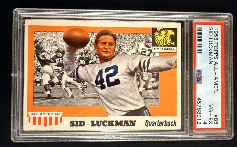 1955 Topps All-American #85 Sid Luckman PSA 4 Vintage HOF QB | Bears Legend