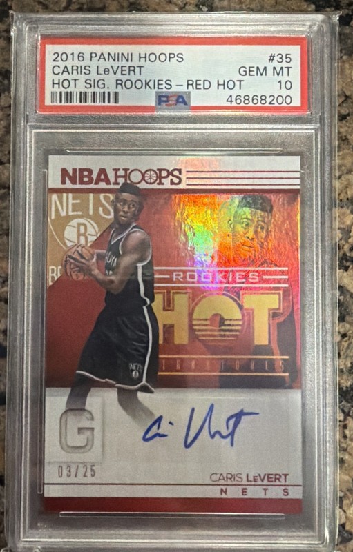 2016-17 Panini Hoops Hot Rookies Caris LeVert Auto RC Red Hot /25 Psa 10 Pop 1
