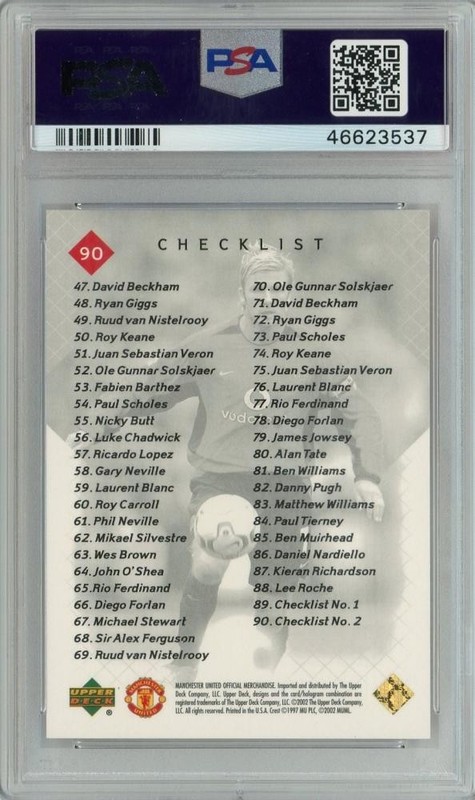 David Beckham 2002 Upper Deck  #90 Manchester United Red 161/500 PSA 9 view 2