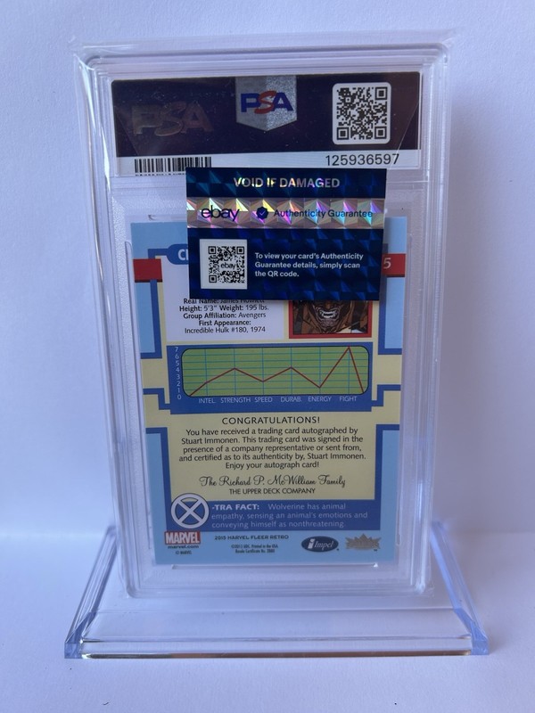 2015 Fleer Retro Marvel Wolverine 1992 Impel Auto Stuart Immonen PSA 9 AUTO 10 view 2