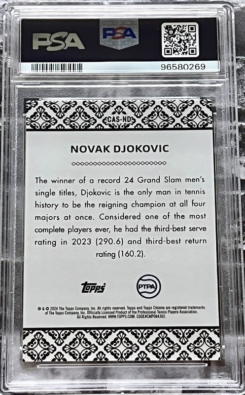 2024 Topps Chrome Tennis Aces #CASND Novak Djokovic PSA 10 GEM MINT 96580269 view 2