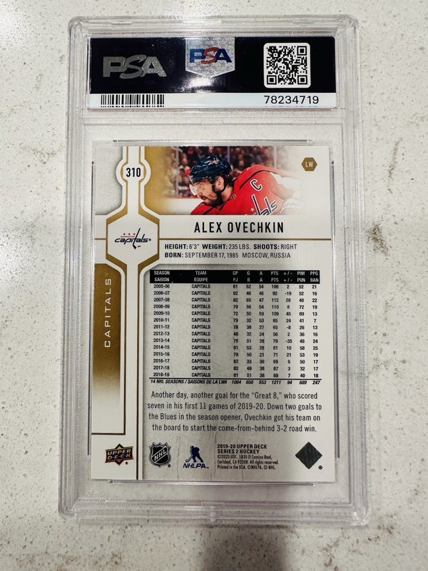 2019 UPPER DECK #310 ALEX OVECHKIN SPECKLED RAINBOW FOIL PSA 10 POP 11 view 2