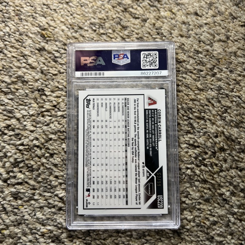 CORBIN CARROLL-PSA 10-2023 Topps Chrome Update-RC Image Variation Green #/99 view 2