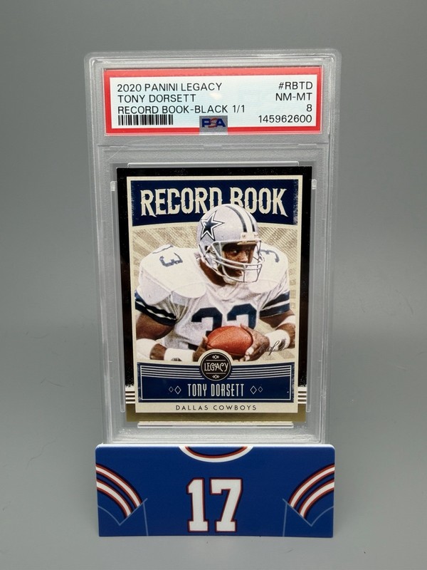 Tony Dorsett 2020 Legacy Record Book Black 1/1 Card #RB-TD PSA 8