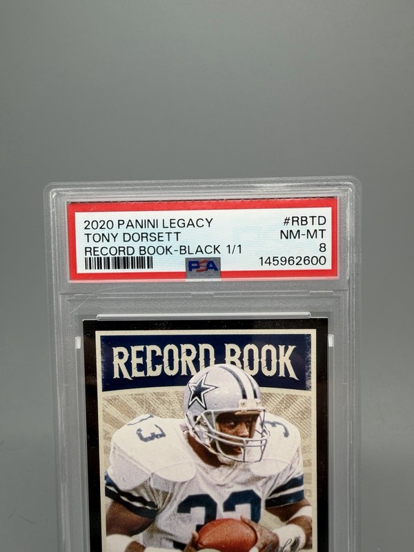Tony Dorsett 2020 Legacy Record Book Black 1/1 Card #RB-TD PSA 8 view 2