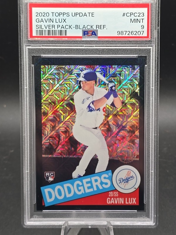 2020 Topps Update Series Gavin Lux Silver Pack Black Refractor /199 PSA 9 view 2
