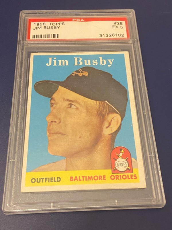 1958 Topps Jim Busby #28 PSA 5 EX Baltimore Orioles Vintage Baseball Card