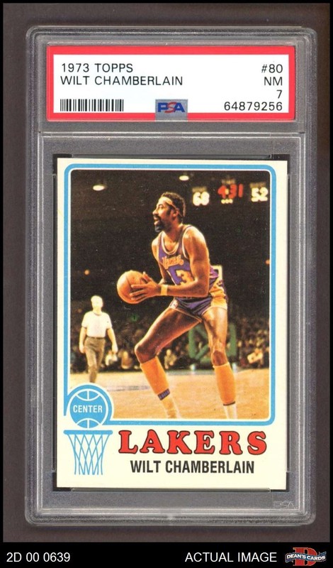 1973 Topps #80 Wilt Chamberlain Lakers HOF Kansas  PSA 7 - NM