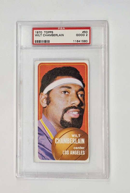 PSA GRADED 2 GOOD VINTAGE TALL 1970 TOPPS WILT CHAMBERLAIN LOS ANGELES LAKERS 50