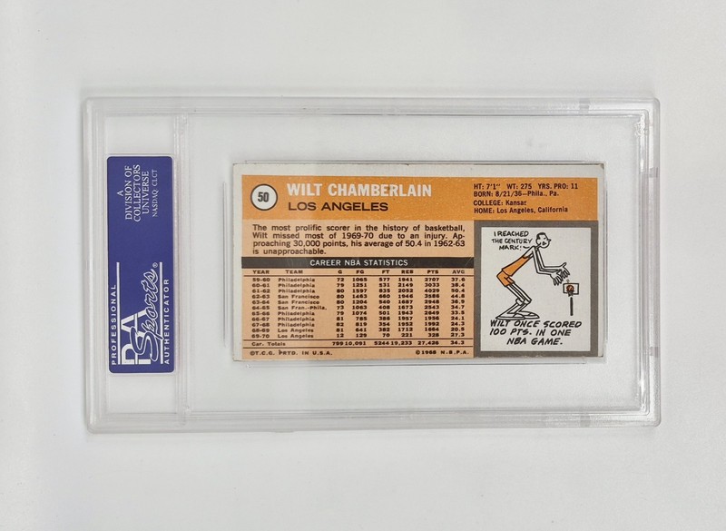 PSA GRADED 2 GOOD VINTAGE TALL 1970 TOPPS WILT CHAMBERLAIN LOS ANGELES LAKERS 50 view 2