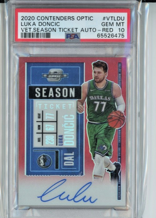 2020-21 Contenders Optic Vet Season Ticket RED AUTO #/25 Luka Doncic PSA 10 GEM!