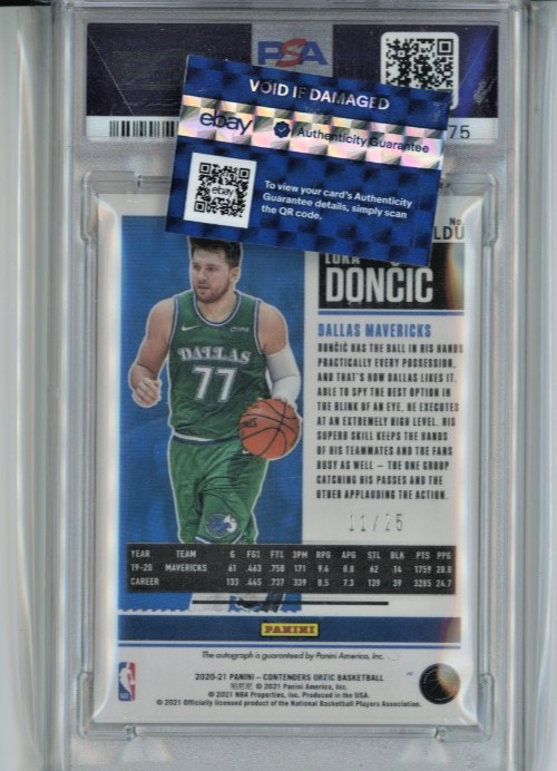 2020-21 Contenders Optic Vet Season Ticket RED AUTO #/25 Luka Doncic PSA 10 GEM! view 2