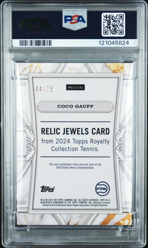 2024 Topps Royalty Tennis Coco Gauff #CG Relic Jewels Auto 44/75 PSA DNA view 2