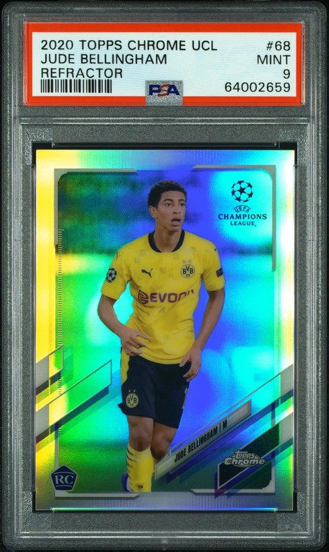 2020-21 Topps Chrome UEFA Jude Bellingham #68 Refractor RC Rookie PSA 9
