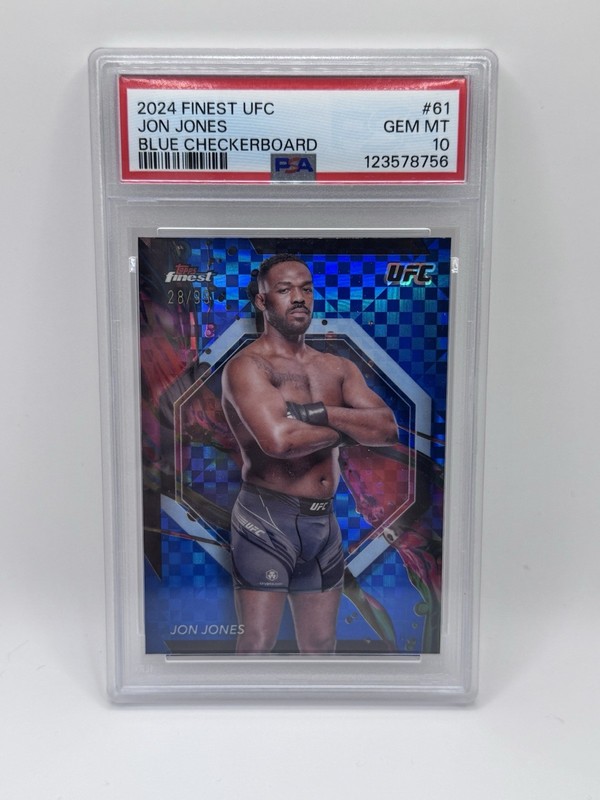 2024 Topps Finest UFC Jon Jones BLUE CHECKERBOARD REFRACTOR /99 #61 PSA 10