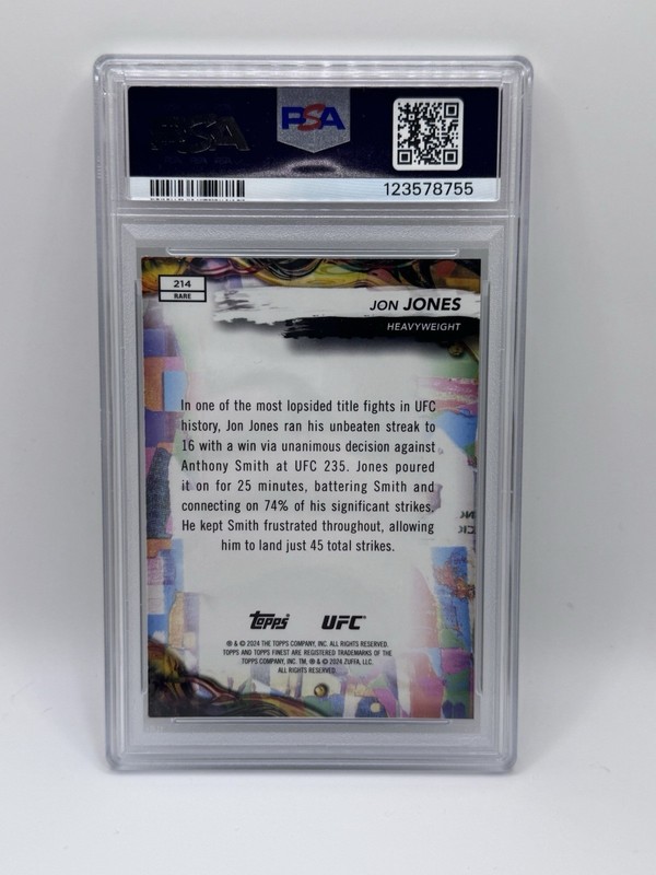 2024 Topps Finest UFC Jon Jones #214 Green Shimmer /93 PSA 9 view 2