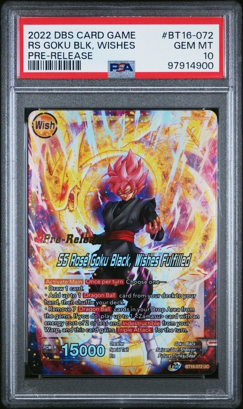 SS Rose Goku Black, Wishes Fulfilled BT16-072 Pre-Released Foil DBS Card PSA 10