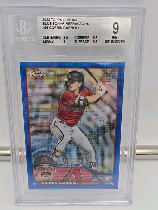 Corbin Carroll 2023 Topps Chrome Blue Sonar Refractor #95  65/125  PSA 9 New