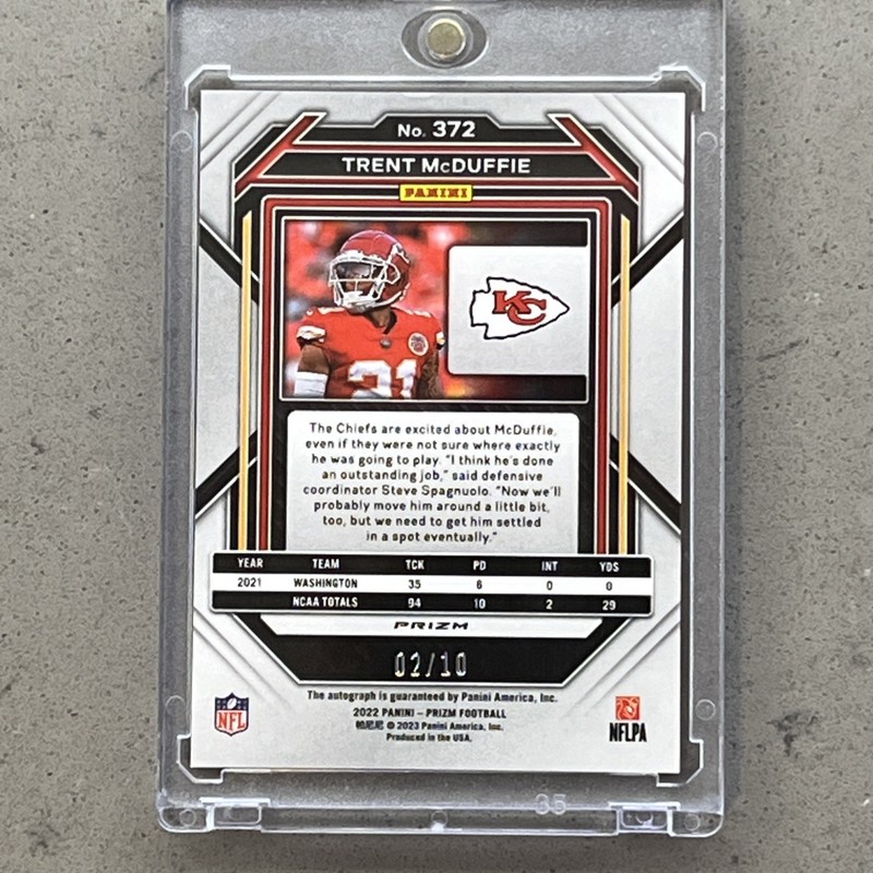 2022 Panini Prizm Trent McDuffie Rookie Gold Auto /10 Rams Chiefs RC Read! view 2
