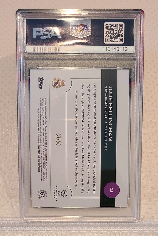2024-25 Topps Chrome UEFA Jude Bellingham Gold Foilboard /50 PSA 9 view 2