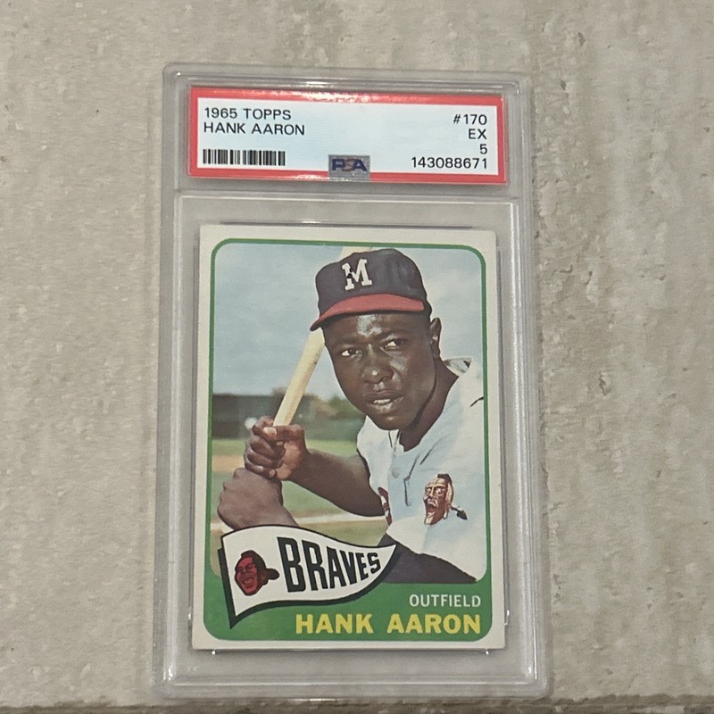 1965 Topps #170 HANK AARON PSA 5  Milwaukee Braves HOF Freshly Slabbed