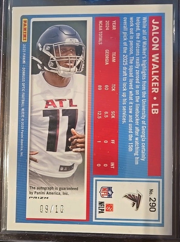 2025 Optic - Jalon Walker /10 True Gold Rookie Auto - ATL Falcons ☆ LB SSP GOLD view 2