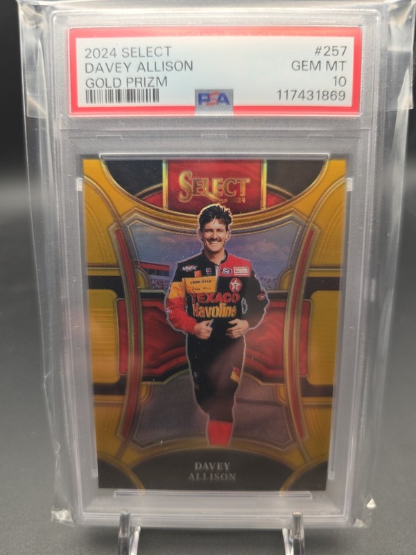 2024 Select Davey Allison Gold Prizm #5/10 PSA 10 Pop 2! Nascar Legend