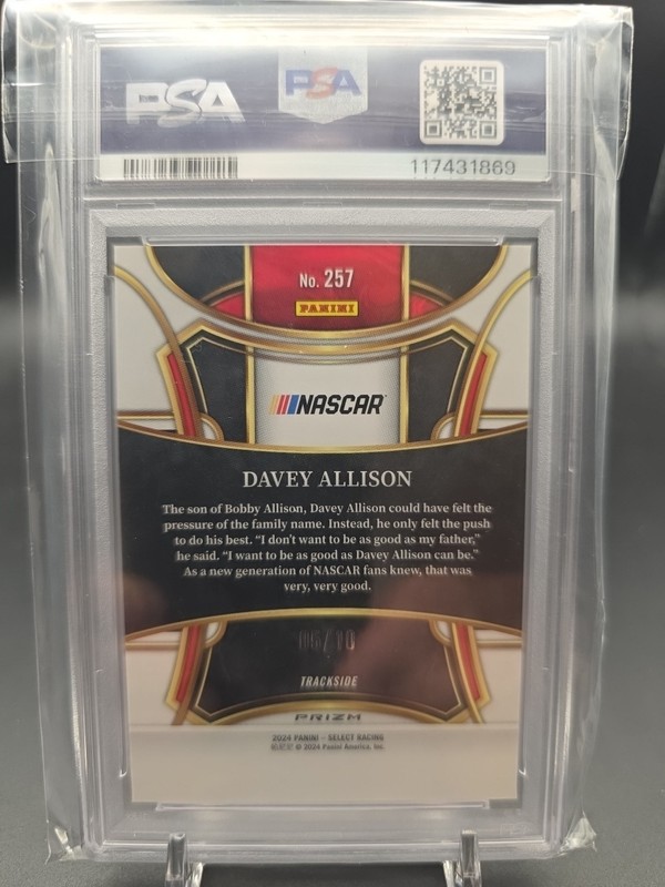 2024 Select Davey Allison Gold Prizm #5/10 PSA 10 Pop 2! Nascar Legend view 2
