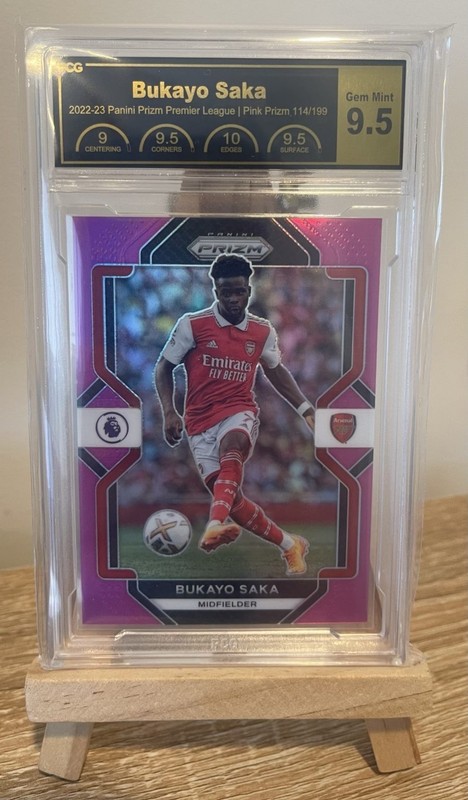 Bukayo Saka Pink Prizm. 114/199 PCG grading 9.5