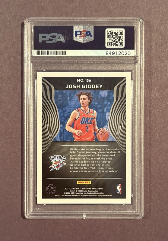 2021-22 Panini Illusions Basketball Josh Giddey On Card Rookie Autograph PSA AU  view 2