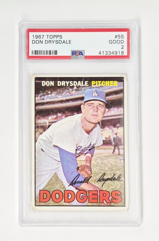 PSA GRADED VINTAGE 1967 Topps #055 - Don Drysdale LOS ANGELES DODGERS BASEBALL 