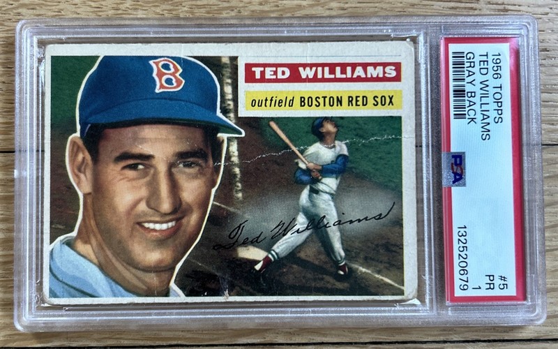 1956 Topps #5 Ted Williams Gray Back PSA 1 Beauty!!
