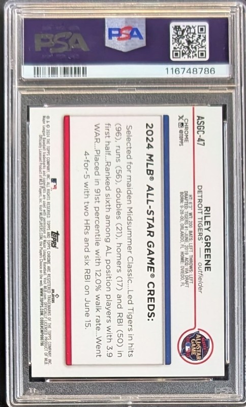 2024 Topps Chrome Update Riley Greene All Star Game Superfractor 1/1 PSA 9 #47 view 2
