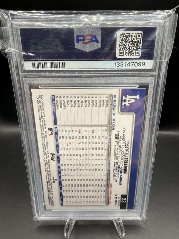2025 Topps Sapphire FREDDIE FREEMAN #23 Gold 6/50 PSA 10 GEM MINT view 2