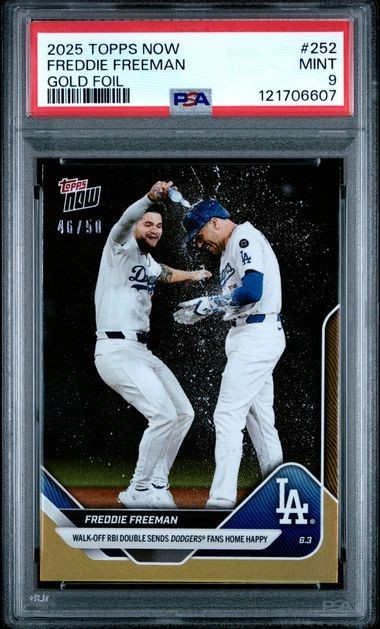 2025 Topps Now Walk-Off RBI Double Gold #252 Freddie Freeman Dodgers /50 PSA 9 view 1