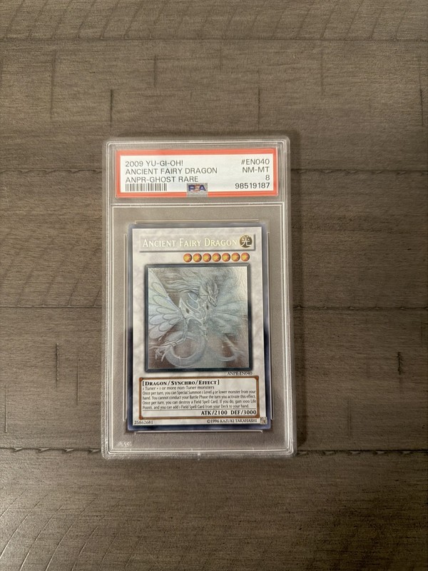 Yugioh Ancient Fairy Dragon Ghost Rare Unlimited PSA 8! ANPR-EN040