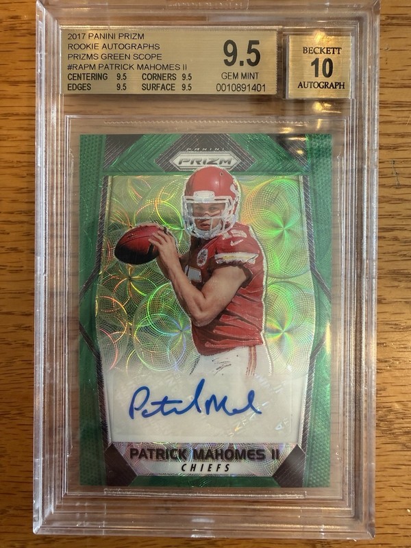 2017 Panini Green Scope Prizm Patrick Mahomes II RC  /99 BGS 9.5 w/ 10 AUTO