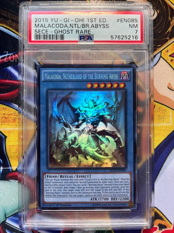 PSA 7 Yu-Gi-Oh NECH-EN085 Malacoda Netherlord Burning Abyss 1st Ed Ghost Rare